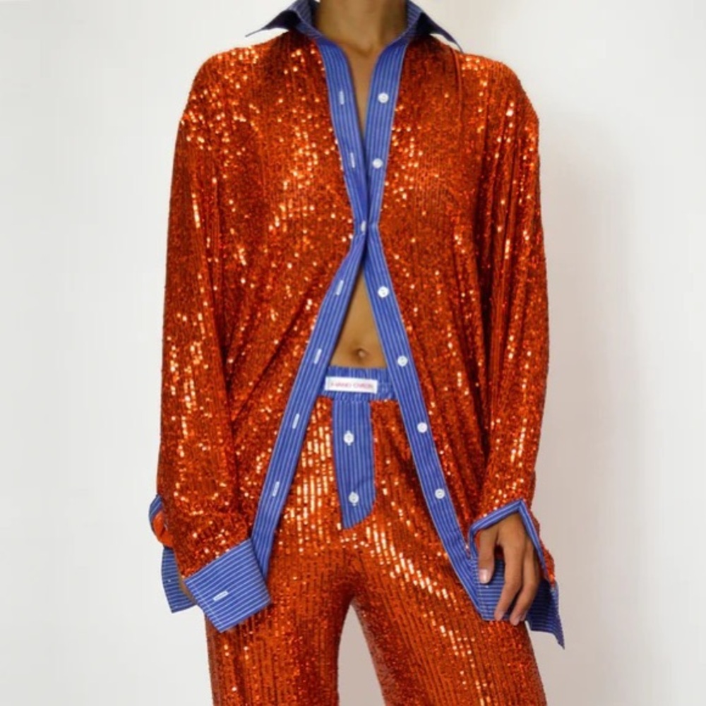 NWT H-andover orange sequin Valentin shirt size small